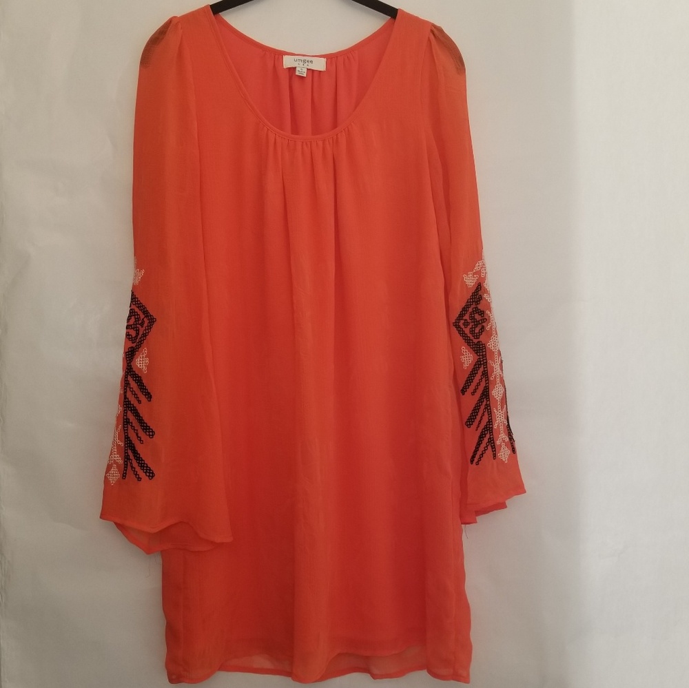 Umgee Boho Floral Embroidered Gypsy Orange Tunic